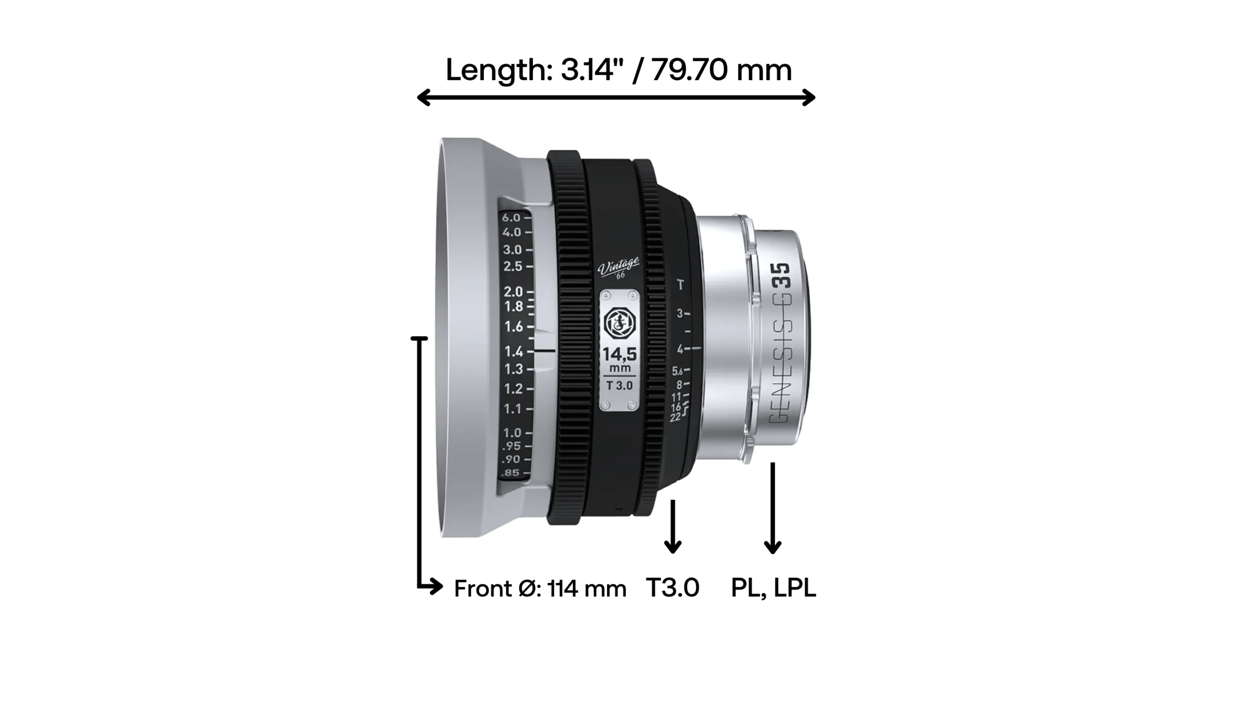 Gecko-Cam Genesis G35 Vintage ’66 14.5mm T3.0 Full Frame Prime Cinema Lens